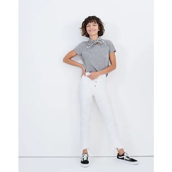 Madewell The Perfect Vintage Crop Jean in Tile White: Button-Front Edition 25 - Picture 1 of 13